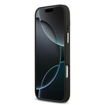 Apple iPhone 17 Pro Max Kılıf Guess Orjinal Lisanslı M-safe Şarj Özellikli Gold Metal Kamera Çerçeveli PU Deri 4G Desenli Yazı Logolu Kapak