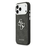 Apple iPhone 17 Pro Max Kılıf Guess Orjinal Lisanslı Gümüş Metal Kamera Çerçeveli 4G Desenli Metal Büyük 4G ve Yazı Logolu Kapak