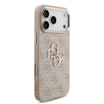 Apple iPhone 17 Pro Max Kılıf Guess Orjinal Lisanslı Gold Metal Kamera Çerçeveli 4G Desenli Metal Büyük 4G ve Yazı Logolu Kapak
