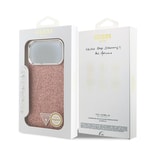 Apple iPhone 17 Pro Max Kılıf Guess Orjinal Lisanslı M-safe Şarj Özellikli Metal Kamera Çerçeveli Üçgen Logolu Glitter Kapak