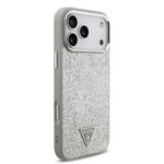 Apple iPhone 17 Pro Max Kılıf Guess Orjinal Lisanslı M-safe Şarj Özellikli Metal Kamera Çerçeveli Üçgen Logolu Glitter Kapak