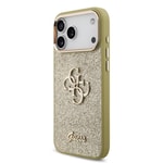 Apple iPhone 17 Pro Max Kılıf Guess Orjinal Lisanslı 4G Büyük Metal Kamera Çerçeveli ve Logolu Glitter Kapak