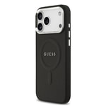 Apple iPhone 17 Pro Max Kılıf Guess Orjinal Lisanslı M-safe Şarj Özellikli Klasik Yazı Logolu PU Deri Kapak