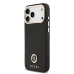 Apple iPhone 17 Pro Max Kılıf Guess Orjinal Lisanslı M-safe Şarj Özellikli Grained Yazı ve Taşlı 4G Logolu Kapak