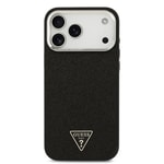 Apple iPhone 17 Pro Max Kılıf Guess Orjinal Lisanslı M-safe Şarj Özellikli Metal Kamera Çerçeveli Üçgen Logolu Glitter Kapak
