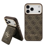 Apple iPhone 17 Pro Max Kılıf Guess Orjinal Lisanslı M-safe Şarj Özellikli 4G Metal Büyük Logolu Kartlıklı Kapak