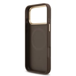 Apple iPhone 17 Pro Max Kılıf Guess Orjinal Lisanslı M-safe Şarj Özellikli Gold Metal Kamera Çerçeveli Taşlı 4G Logolu Kapak