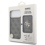 Apple iPhone 17 Pro Max Kılıf Guess Orjinal Lisanslı M-safe Şarj Özellikli 4G Metal Büyük Logolu Kartlıklı Kapak