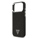 Apple iPhone 17 Pro Max Kılıf Guess Orjinal Lisanslı M-safe Şarj Özellikli Metal Kamera Çerçeveli Üçgen Logolu Glitter Kapak