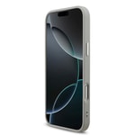 Apple iPhone 17 Pro Max Kılıf Guess Orjinal Lisanslı M-safe Şarj Özellikli Metal Kamera Çerçeveli Üçgen Logolu Glitter Kapak