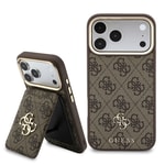 Apple iPhone 17 Pro Max Kılıf Guess Orjinal Lisanslı M-safe Şarj Özellikli Gold Metal Kamera Çerçeveli Taşlı 4G Logolu Kapak