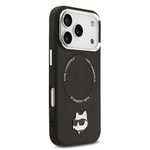 Apple iPhone 17 Pro Max Kılıf Karl Lagerfeld Orjinal Lisanslı M-safe Şarj Özellikli Metal Kamera ve Buton Tasarımlı Choupette PU Deri Kapak