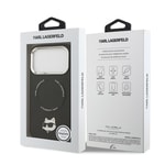 Apple iPhone 17 Pro Max Kılıf Karl Lagerfeld Orjinal Lisanslı M-safe Şarj Özellikli Metal Kamera ve Buton Tasarımlı Choupette PU Deri Kapak