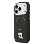 Apple iPhone 17 Pro Max Kılıf Karl Lagerfeld Orjinal Lisanslı M-safe Şarj Özellikli Metal Kamera ve Buton Tasarımlı Karl PU Deri Kapak