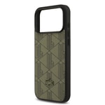 Apple iPhone 17 Pro Max Kılıf Lacoste Orjinal Lisanslı M-safe Şarj Özellikli PU Deri Tasarımlı Kartlıklı Karışık Monogram Desenli Kapak