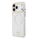 Apple iPhone 17 Pro Max Kılıf Lacoste Orjinal Lisanslı M-safe Şarj Özellikli Gold Timsah Logolu Buzlu Kapak