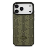 Apple iPhone 17 Pro Max Kılıf Lacoste Orjinal Lisanslı M-safe Şarj Özellikli PU Deri Tasarımlı Kartlıklı Karışık Monogram Desenli Kapak