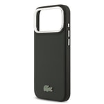 Apple iPhone 17 Pro Max Kılıf Lacoste Orjinal Lisanslı M-safe Şarj Özellikli PU Pike Desenli Standlı Metal Logolu Kapak