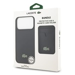 Apple iPhone 17 Pro Max Kılıf Lacoste Orjinal Lisanslı M-safe Şarj Özellikli PU Pike Desenli Metal Logolu Kartlıklı Kapak