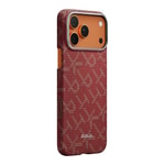 Apple iPhone 17 Pro Max Kılıf M-safe Şarj Özellikli Aramid Fiber Pitaka Tactile Woven Monogram Serisi Kapak