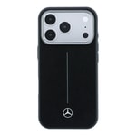 Apple iPhone 17 Pro Max Kılıf Mercedes Benz Orjinal Lisanslı M-safe Şarj Özellikli Metal Yıldız Logolu Çizgili Deri Kapak