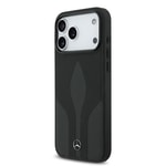 Apple iPhone 17 Pro Max Kılıf Mercedes Benz Orjinal Lisanslı M-safe Şarj Özellikli Dokulu Desenli Deri Kapak
