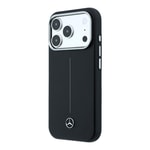 Apple iPhone 17 Pro Max Kılıf Mercedes Benz Orjinal Lisanslı M-safe Şarj Özellikli Metal Yıldız Logolu Çizgili Deri Kapak