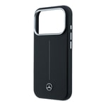 Apple iPhone 17 Pro Max Kılıf Mercedes Benz Orjinal Lisanslı M-safe Şarj Özellikli Metal Yıldız Logolu Çizgili Deri Kapak
