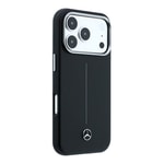 Apple iPhone 17 Pro Max Kılıf Mercedes Benz Orjinal Lisanslı M-safe Şarj Özellikli Metal Yıldız Logolu Çizgili Deri Kapak