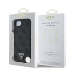 Apple iPhone 17E Kılıf Guess Orjinal Lisanslı M-safe Şarj Özellikli PU Üçgen Logo 4G Desenli Kapak