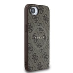 Apple iPhone 17E Kılıf Guess Orjinal Lisanslı M-safe Şarj Özellikli PU Halkalı 4G Desenli Yazı Logolu Kapak