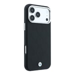 Apple iPhone 18 Pro Kılıf BMW Orjinal Lisanslı M-safe Şarj Özellikli Metal Logolu Kabartmalı Kapitone Deri Kapak