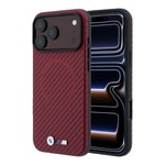 Apple iPhone 18 Pro Kılıf BMW Orjinal Lisanslı M-safe Şarj Özellikli PU Metal Logolu Kırmızı Halka Tasarımlı Kapak