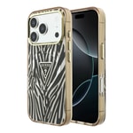 Apple iPhone 18 Pro Kılıf Guess Orjinal Lisanslı M-safe Şarj Özellikli Üçgen Logolu Zebra Desenli Silikon Kapak