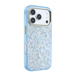 Apple iPhone 18 Pro Kılıf Guess Orjinal Lisanslı M-safe Şarj Özellikli Üçgen Logolu Simli Leopar Desenli Kapak