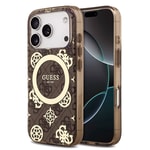 Apple iPhone 18 Pro Kılıf Guess Orjinal Lisanslı M-safe Şarj Özellikli IML Peony ve 4G Desenli Klasik Logolu Kapak