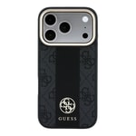 Apple iPhone 18 Pro Kılıf Guess Orjinal Lisanslı M-safe Şarj Özellikli Deri 4G Desenli Şeritli Yazı Logolu Kapak