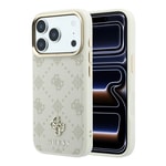 Apple iPhone 18 Pro Kılıf Guess Orjinal Lisanslı M-safe Şarj Özellikli Klasik Yazı ve 4G Logolu PU Deri Peony Kapak