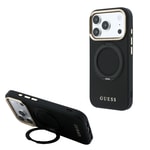 Apple iPhone 18 Pro Kılıf Guess Orjinal Lisanslı M-safe Şarj Özellikli 360 Derece Dönebilen Standlı PU Metal Yazı Logolu Kapak