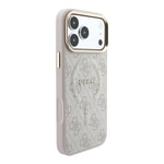 Apple iPhone 18 Pro Kılıf Guess Orjinal Lisanslı M-safe Şarj Özellikli Metal Kamera Çerçeveli C-Magnet 4G Desenli Yazı Logolu Kapak