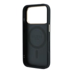 Apple iPhone 18 Pro Kılıf Guess Orjinal Lisanslı M-safe Şarj Özellikli 360 Derece Dönebilen Standlı PU Metal Yazı Logolu Kapak