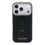 Apple iPhone 18 Pro Kılıf Guess Orjinal Lisanslı M-safe Şarj Özellikli 360 Derece Dönebilen Standlı PU Metal Yazı Logolu Kapak