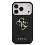 Apple iPhone 18 Pro Kılıf Guess Orjinal Lisanslı Gold Metal Kamera Çerçeveli 4G Desenli Metal Büyük 4G ve Yazı Logolu Kapak