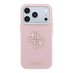 Apple iPhone 18 Pro Kılıf Guess Orjinal Lisanslı M-safe Şarj Özellikli PU Yazı ve 4G Büyük Metal Logolu Kapak