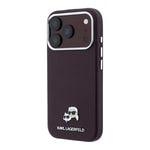 Apple iPhone 18 Pro Kılıf Karl Lagerfeld Orjinal Lisanslı M-Safe Şarj Özellikli K&C Heads Metal Logolu PU Kapak