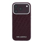 Apple iPhone 18 Pro Kılıf Karl Lagerfeld Orjinal Lisanslı PU Deri Damgalı Metal Yazı Logolu Grained Kapak