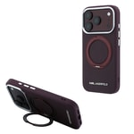 Apple iPhone 18 Pro Kılıf Karl Lagerfeld Orjinal Lisanslı M-Safe Şarj Özellikli Metal Logolu PU Saffiano 360 Derece Dönebilen Standlı Kapak