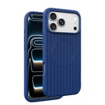 Apple iPhone 18 Pro Kılıf M-Safe Şarj Özellikli Çizgi Desenli Kumaş Dokulu Zore Paris Lorin Kapak
