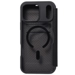 Apple iPhone 18 Pro Kılıf M-safe Şarj Özellikli Vegan Deri Tasarımlı Şeffaf Arka Yüzey Kartlıklı Raptic Urban Folio Serisi Kapak