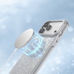 Apple iPhone 18 Pro Kılıf M-Safe Şarj Özellikli El İşlemeli Swarovski Taşlı Zore Paris Riva Sert PC Kapak